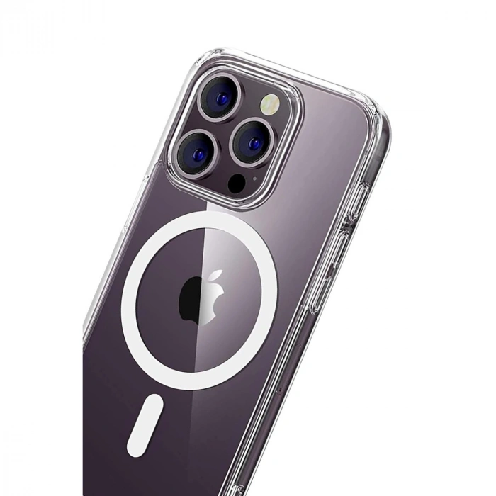 Apple İphone 15 Pro Max Combo Sert Şeffaf Magsafe Kapak - Şeffaf