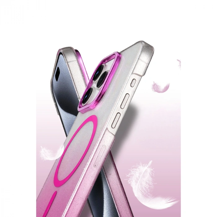 Apple İphone 15 Pro Max Glossy Magsafe Kapak - Pembe