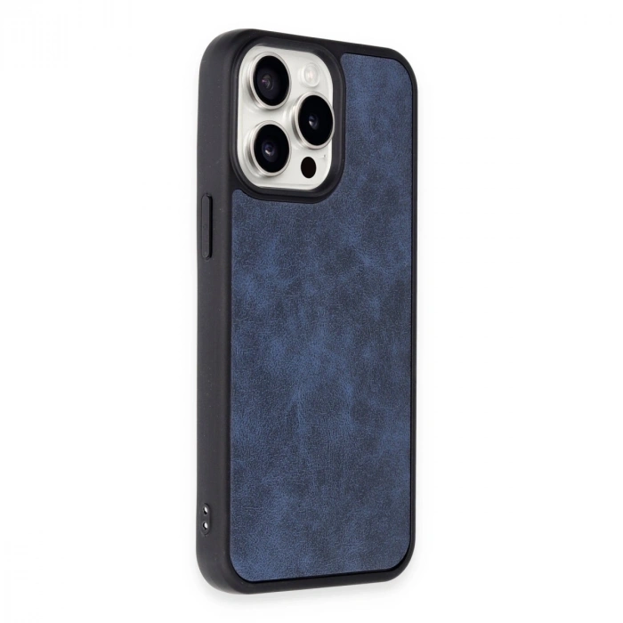 Apple İphone 15 Pro Max Kılıf Aras Deri Kapak - Lacivert
