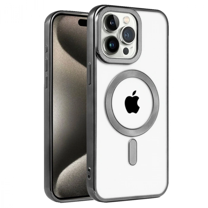 Apple İphone 15 Pro Max Kılıf Kronos Magsafe Kapak - Siyah