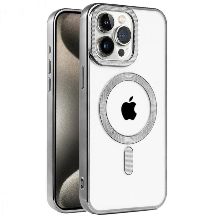 Apple İphone 15 Pro Max Kılıf Kronos Magsafe Kapak - Titanyum Gri