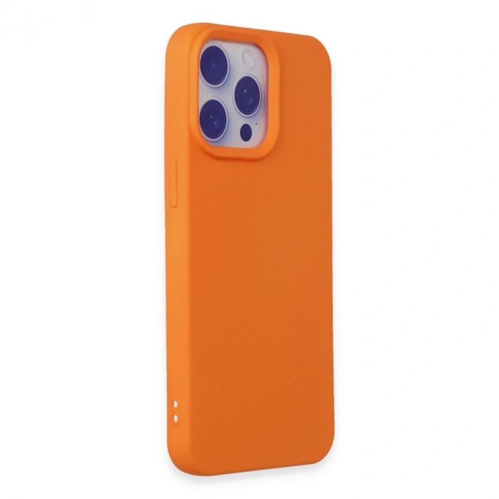 Apple İphone 15 Pro Max Kılıf Nano İçi Kadife Silikon - Turuncu