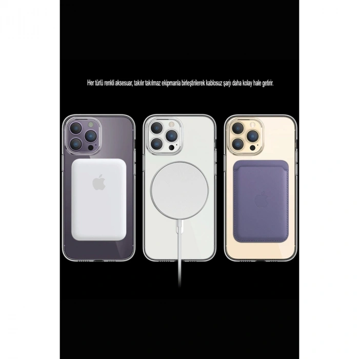 Apple İphone 15 Pro Max Kılıf Tron Şeffaf Magsafe Kapak - Şeffaf