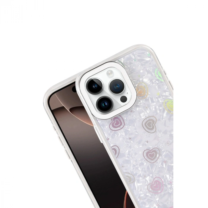 Apple İphone 15 Pro Max Lumi Desenli Kapak - Beyaz
