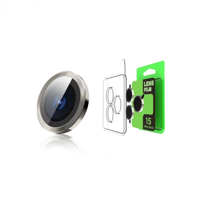 Apple İphone 15 Pro Max Raze Metal Kamera Lens - Gümüş