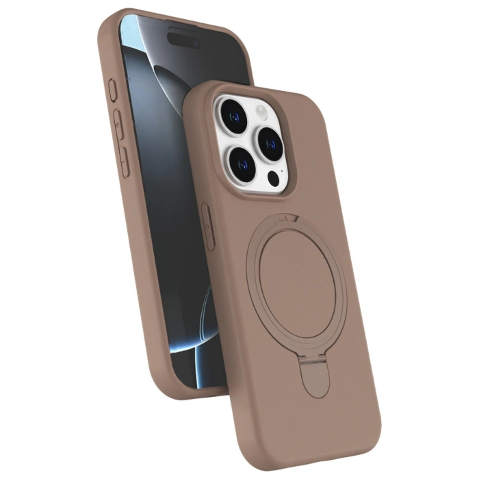 Apple İphone 15 Pro Max Regal Magsafe Standlı Kapak - Çöl Titanyum