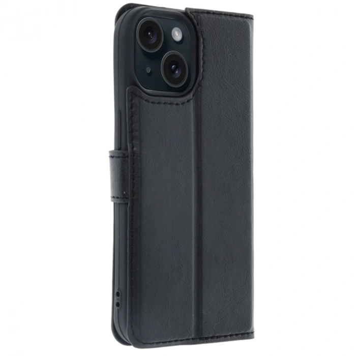 Apple İphone 15 Trend S Plus Kapaklı Kılıf - Siyah