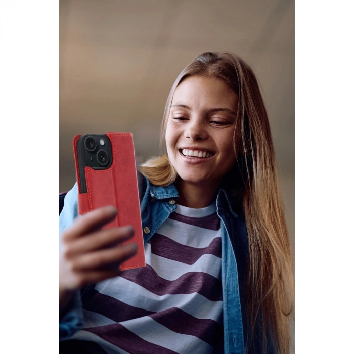 Apple İphone 15 Trend S Plus Kapaklı Kılıf - Taba