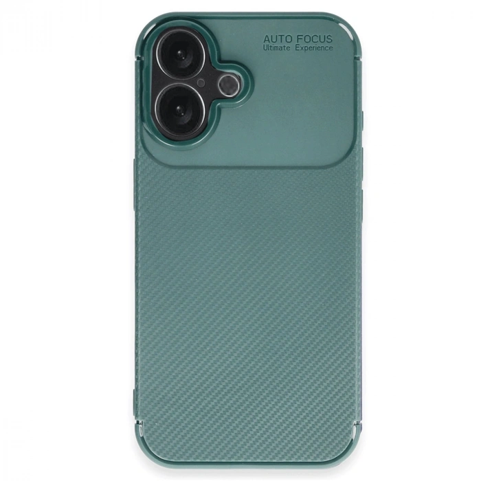 Apple İphone 16 Kılıf Auto Focus Karbon Kapak - Koyu Yeşil