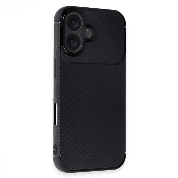 Apple İphone 16 Kılıf Auto Focus Karbon Kapak - Siyah
