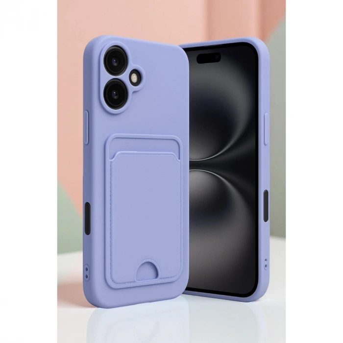 Apple İphone 16 Kılıf Kelvin Kartvizitli Silikon - Lacivert