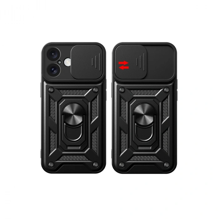 Apple İphone 16 Kılıf Pars Lens Yüzüklü Silikon - Yeşil