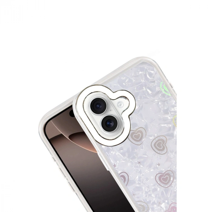 Apple İphone 16 Lumi Desenli Kapak - Beyaz