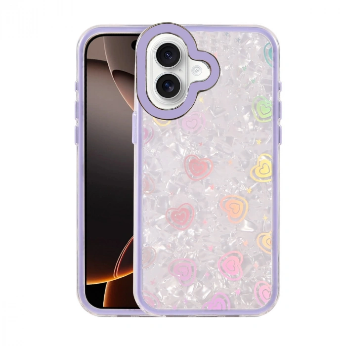 Apple İphone 16 Lumi Desenli Kapak - Mor