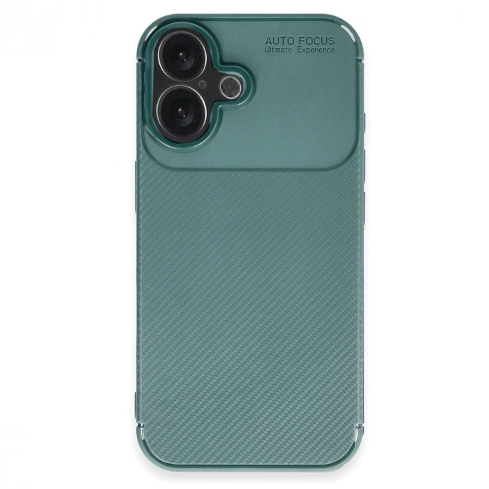 Apple İphone 16 Plus Kılıf Auto Focus Karbon Kapak - Koyu Yeşil