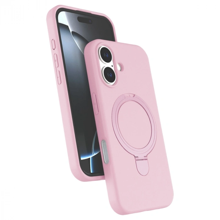 Apple İphone 16 Plus Regal Magsafe Standlı Kapak - Açık Pembe