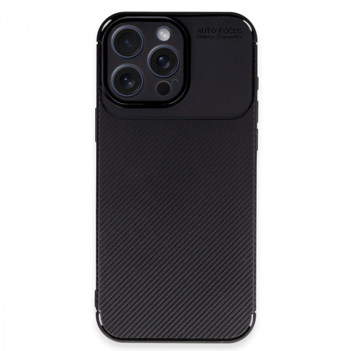 Apple İphone 16 Pro Kılıf Auto Focus Karbon Kapak - Siyah