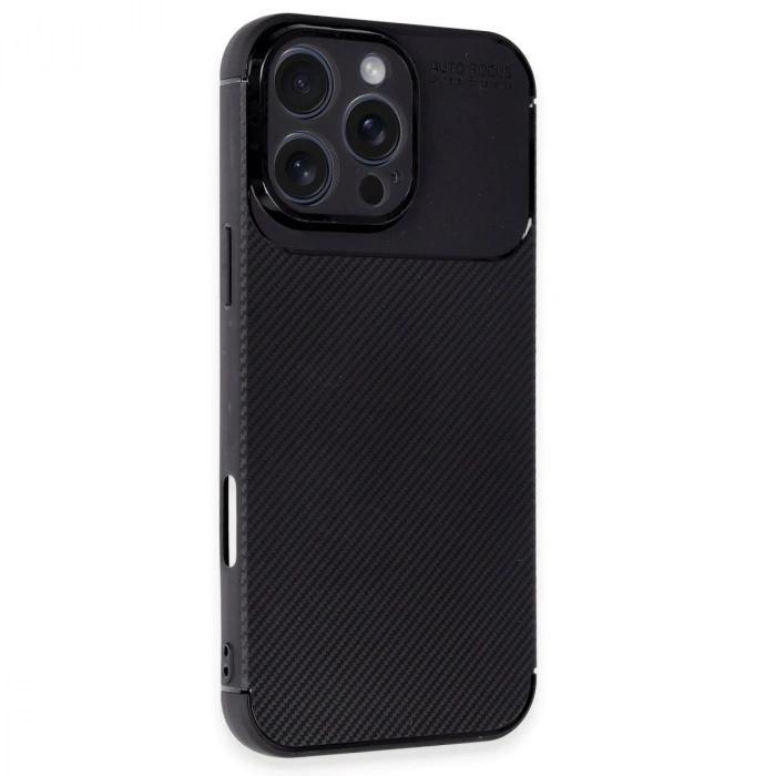 Apple İphone 16 Pro Kılıf Auto Focus Karbon Kapak - Siyah