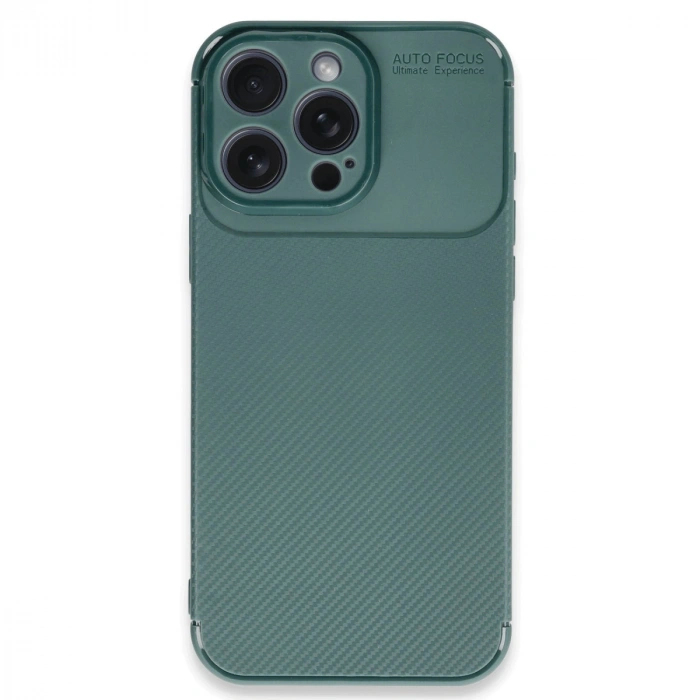 Apple İphone 16 Pro Max Kılıf Auto Focus Karbon Kapak - Koyu Yeşil