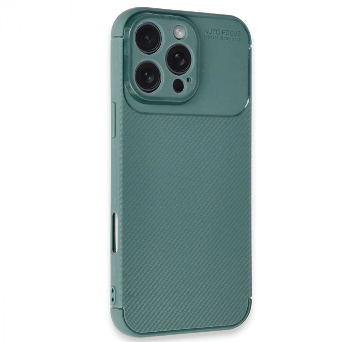 Apple İphone 16 Pro Max Kılıf Auto Focus Karbon Kapak - Koyu Yeşil