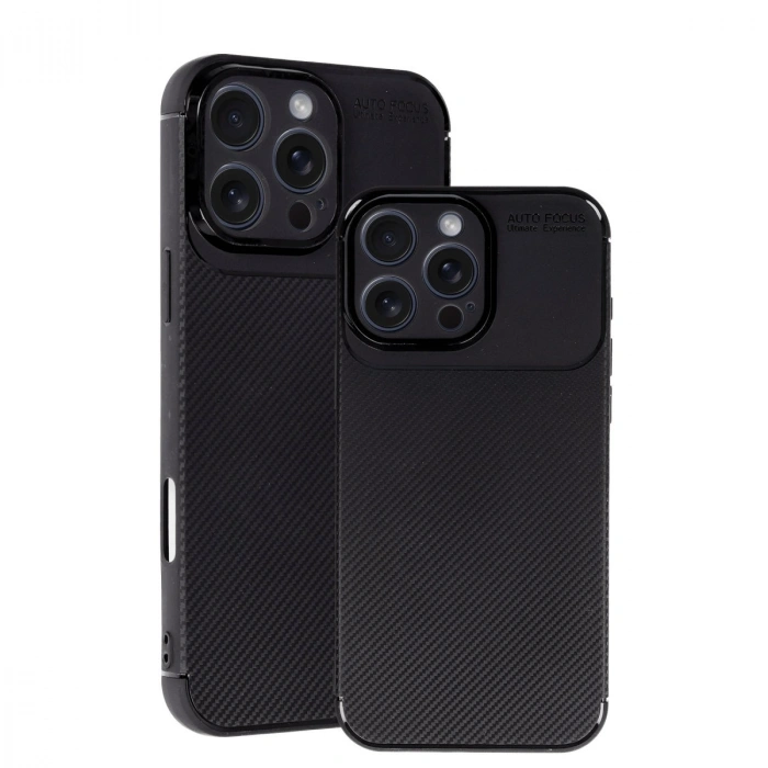 Apple İphone 16 Pro Max Kılıf Auto Focus Karbon Kapak - Siyah