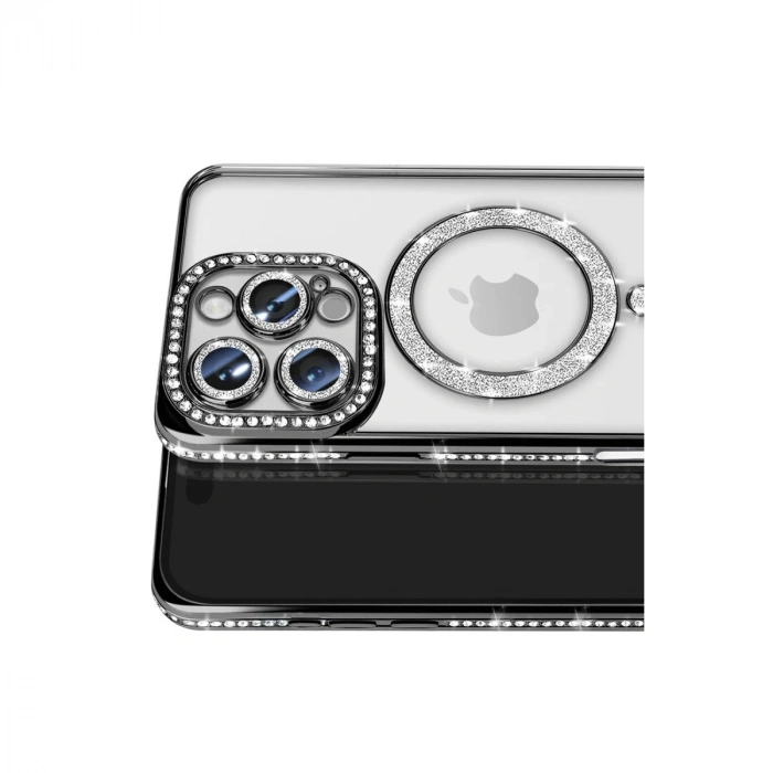 Apple İphone 16 Pro Max Kılıf Joke Simli Magneticsafe Kılıf - Siyah