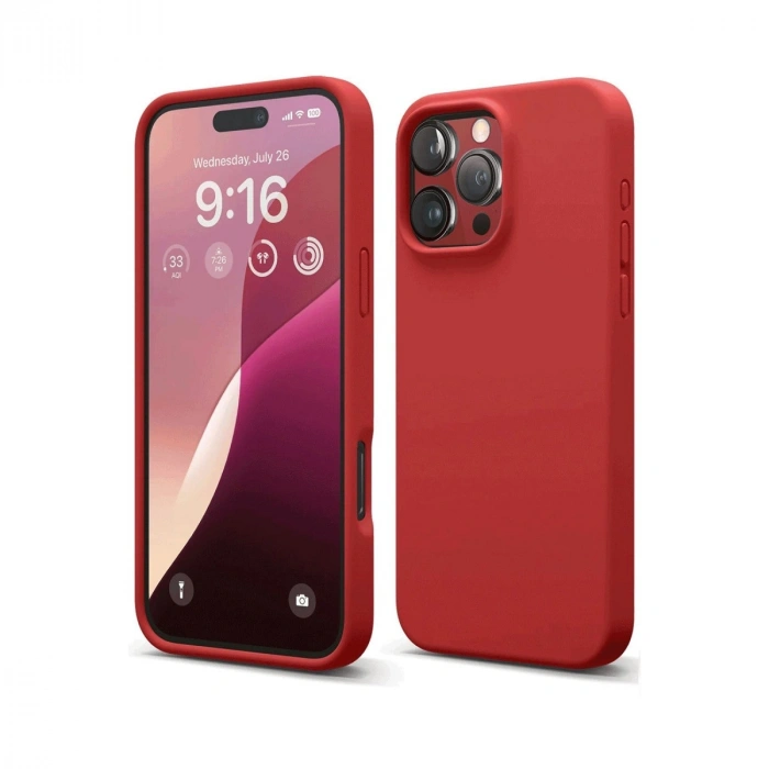 Apple İphone 16 Pro Max Kılıf Nano İçi Kadife Silikon - Kırmızı