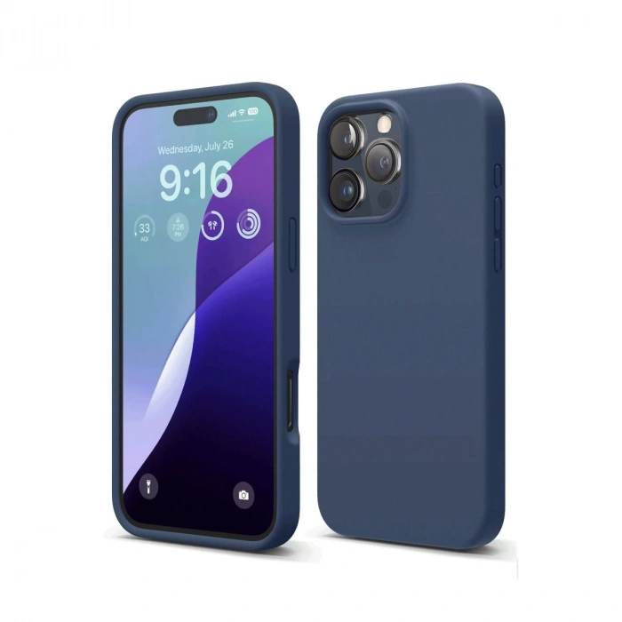 Apple İphone 16 Pro Max Kılıf Nano İçi Kadife Silikon - Lacivert