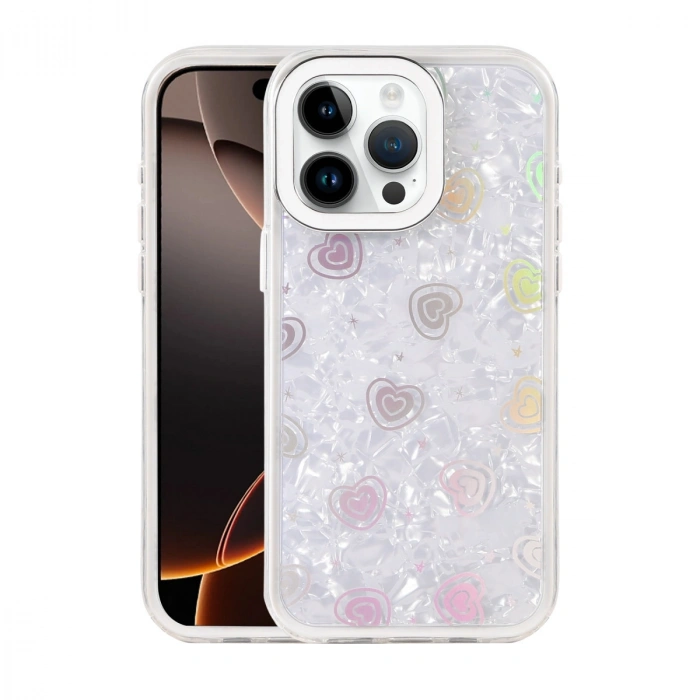 Apple İphone 16 Pro Max Lumi Desenli Kapak - Beyaz