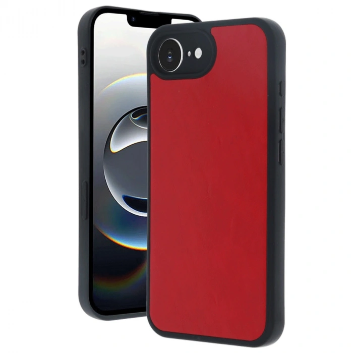 Apple İphone 16e Kılıf Aras Deri Kapak - Kırmızı