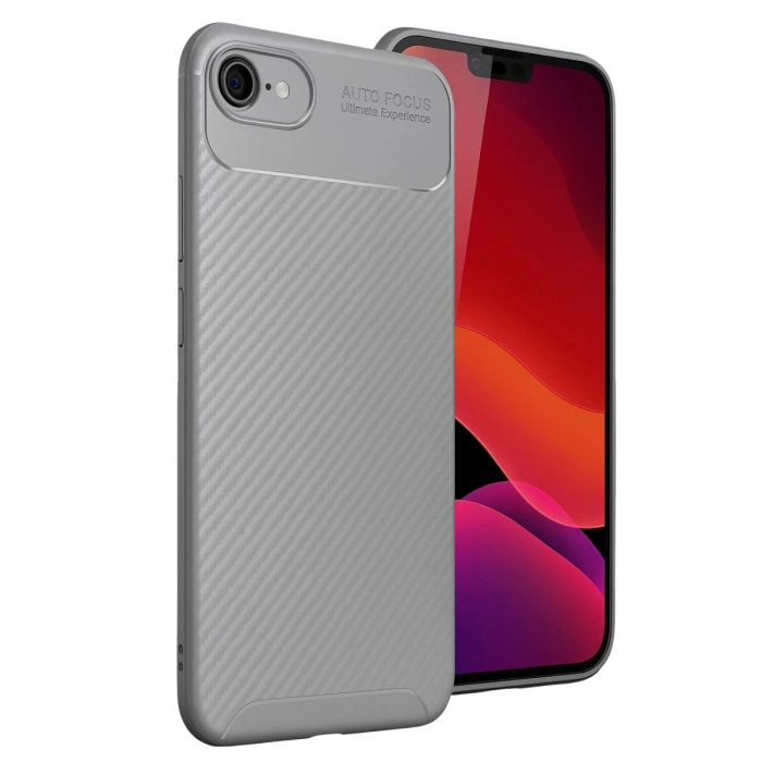 Apple İphone 16e Kılıf Auto Focus Karbon Kapak - Gri
