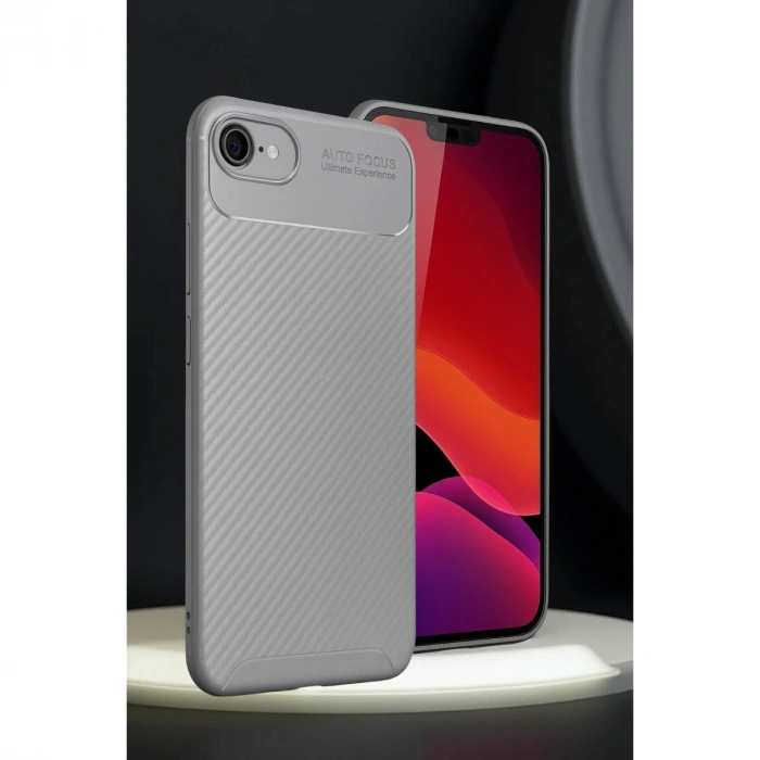 Apple İphone 16e Kılıf Auto Focus Karbon Kapak - Gri