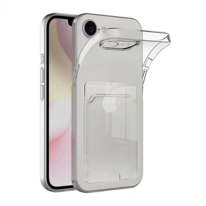 Apple İphone 16e Kılıf Kart Şeffaf Silikon - Şeffaf