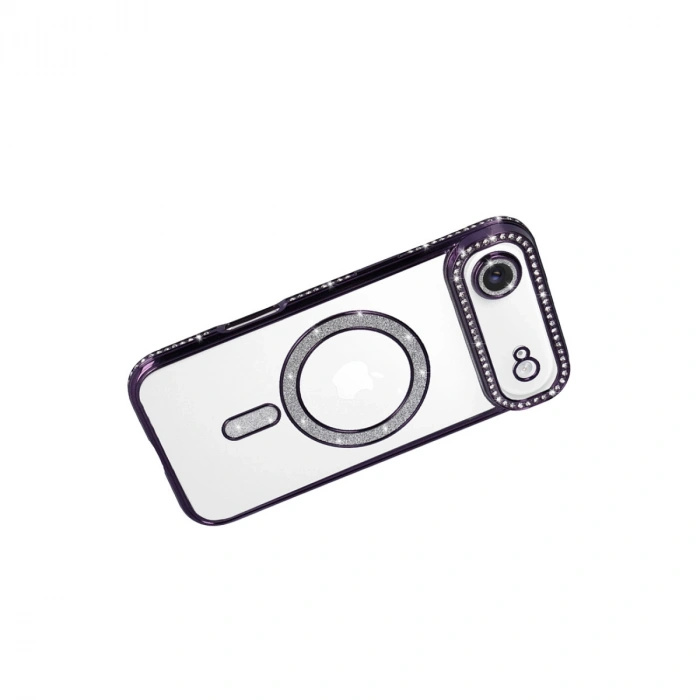 Apple İphone 17 Air Joke Simli Magneticsafe Kılıf - Derin Mor