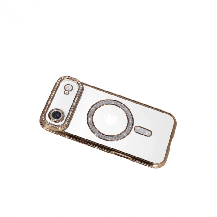 Apple İphone 17 Air Joke Simli Magneticsafe Kılıf - Gold