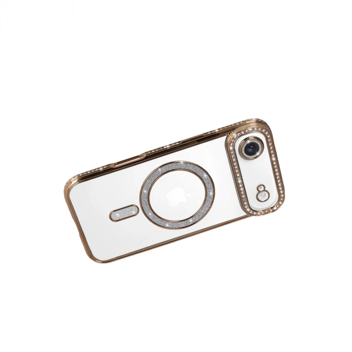 Apple İphone 17 Air Joke Simli Magneticsafe Kılıf - Gold