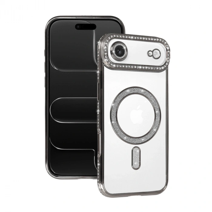 Apple İphone 17 Air Joke Simli Magneticsafe Kılıf - Gümüş