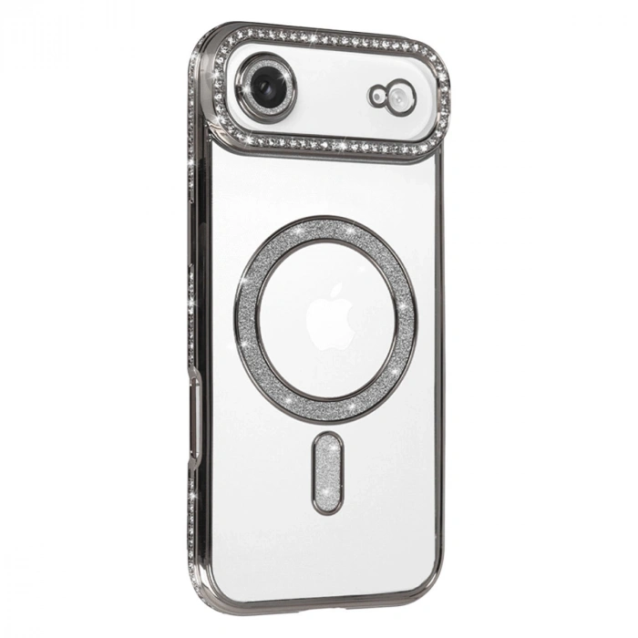 Apple İphone 17 Air Joke Simli Magneticsafe Kılıf - Gümüş