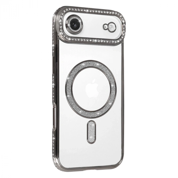 Apple İphone 17 Air Joke Simli Magneticsafe Kılıf - Gümüş