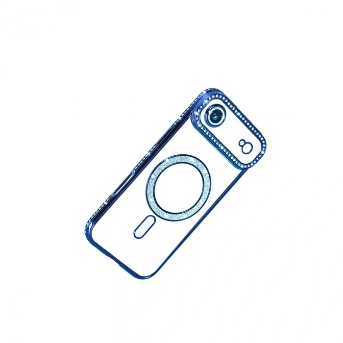 Apple İphone 17 Air Joke Simli Magneticsafe Kılıf - Mavi