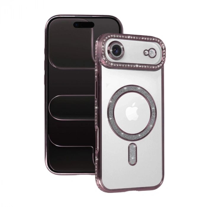 Apple İphone 17 Air Joke Simli Magneticsafe Kılıf - Pembe