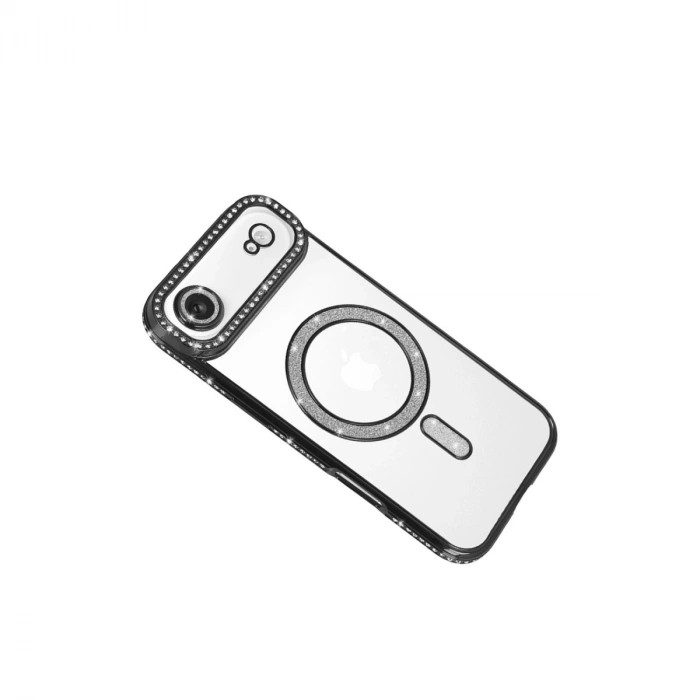 Apple İphone 17 Air Joke Simli Magneticsafe Kılıf - Siyah