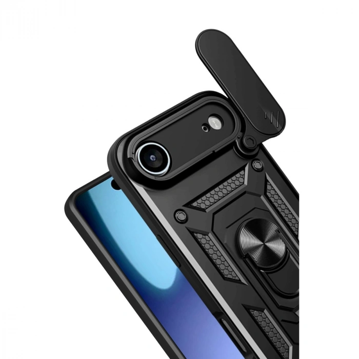 Apple İphone 17 Air Pars Lens Yüzüklü Silikon - Siyah