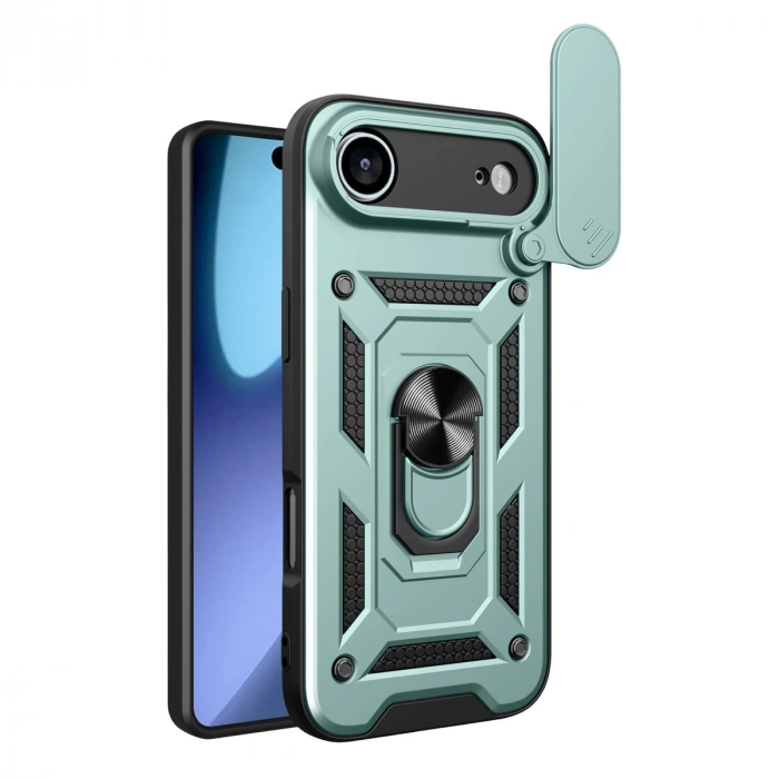 Apple İphone 17 Air Pars Lens Yüzüklü Silikon - Yeşil