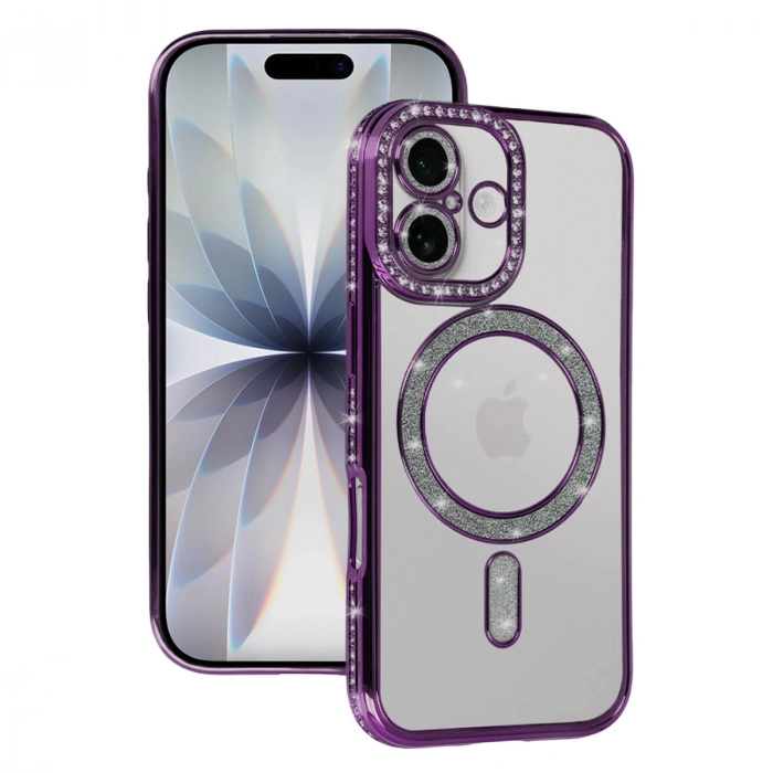 Apple İphone 17 Joke Simli Magneticsafe Kılıf - Derin Mor