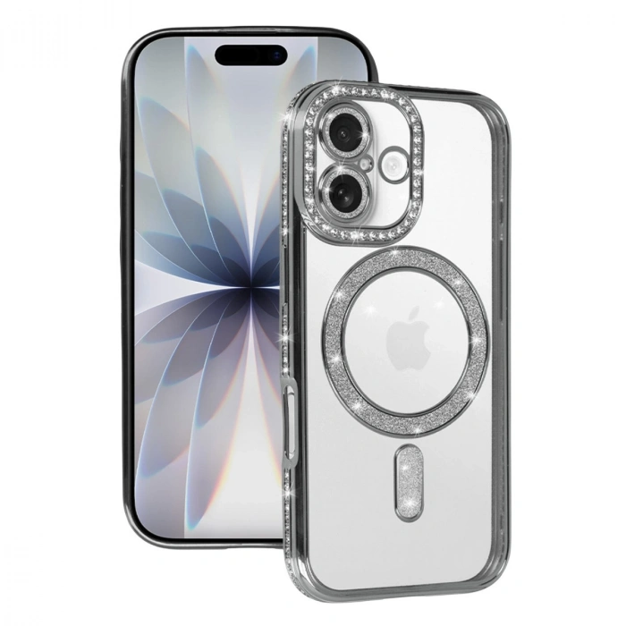 Apple İphone 17 Joke Simli Magneticsafe Kılıf - Gümüş
