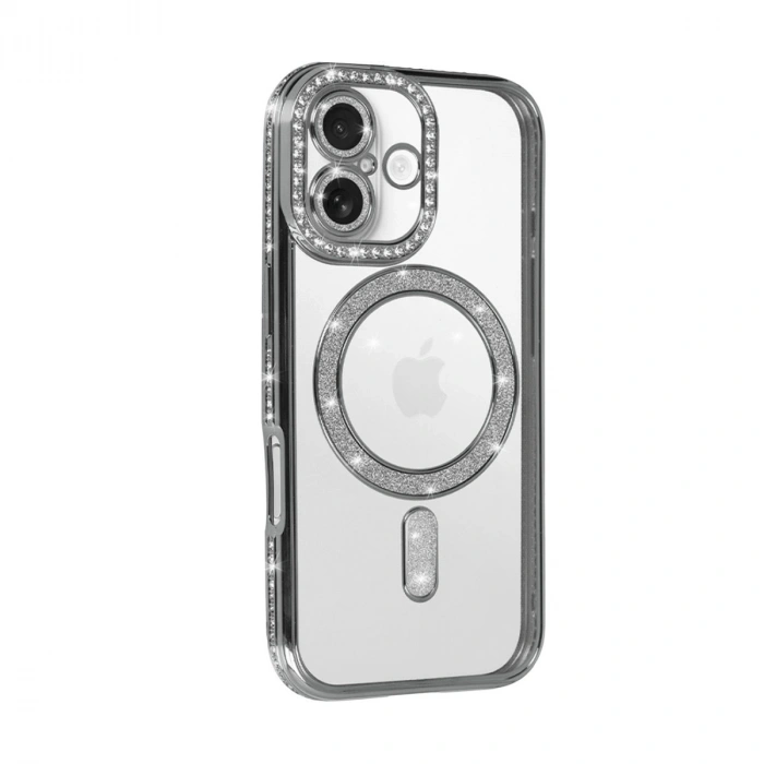 Apple İphone 17 Joke Simli Magneticsafe Kılıf - Gümüş