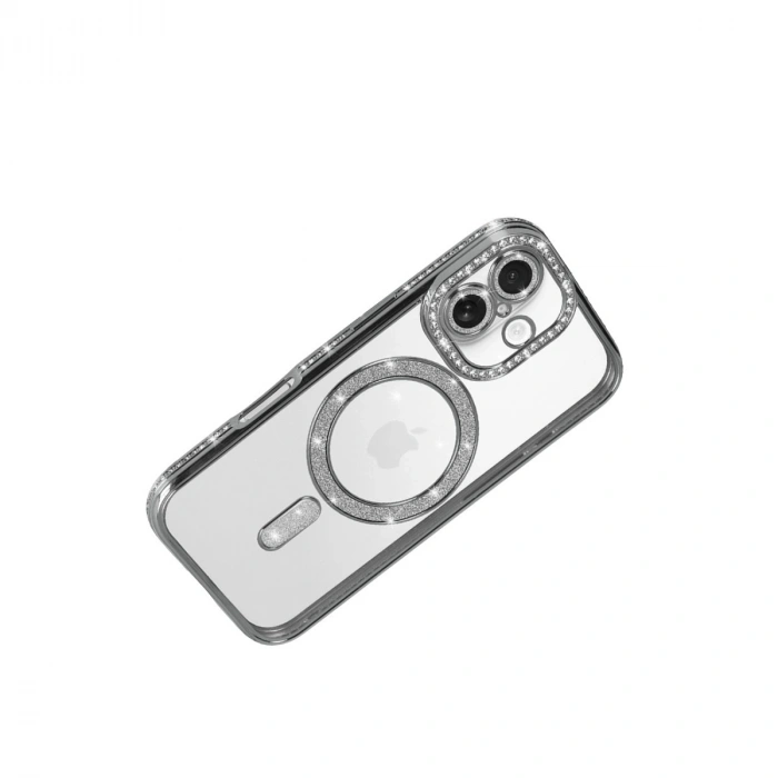 Apple İphone 17 Joke Simli Magneticsafe Kılıf - Gümüş