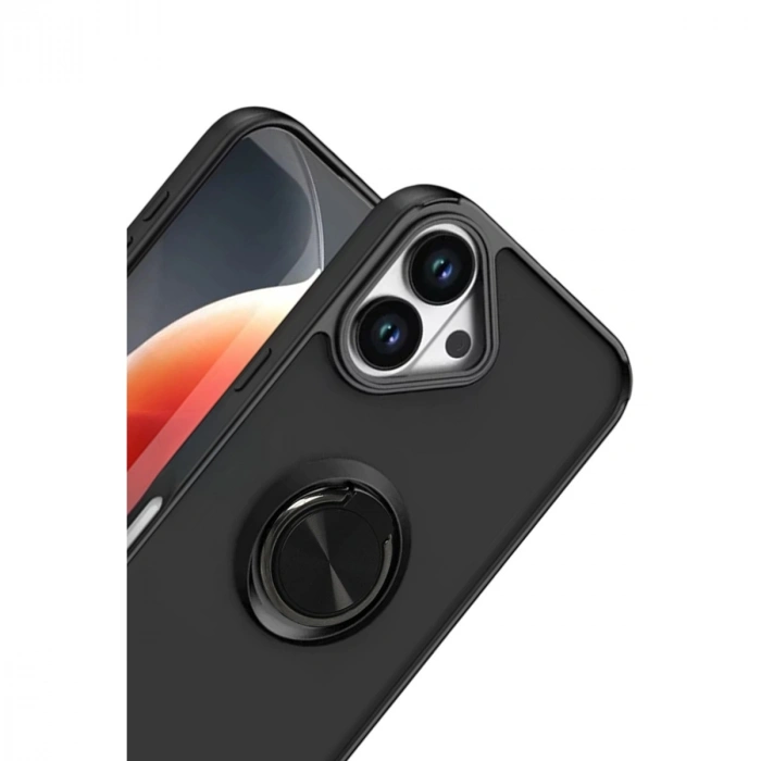 Apple İphone 17 Montreal Yüzüklü Silikon Kapak - Siyah