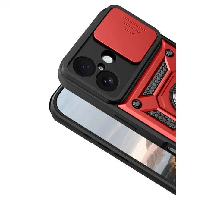 Apple İphone 17 Pars Lens Yüzüklü Silikon - Kırmızı